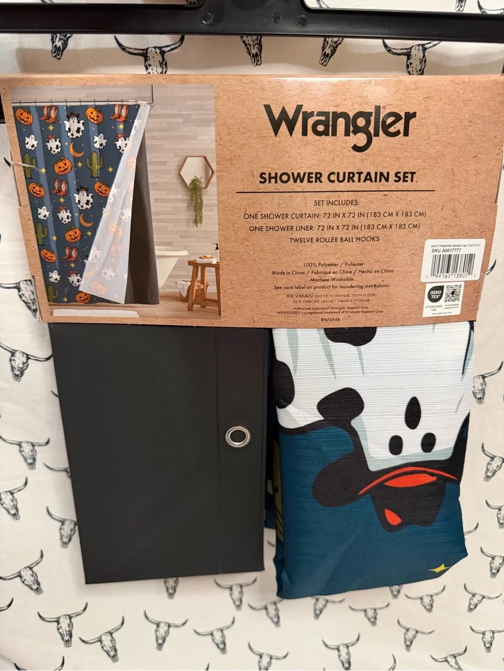 Wrangler Navy Blue Halloween Shower Curtain Set